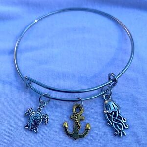 Brand New! Handmade! Adjustable Charm Bangle Bracelet!